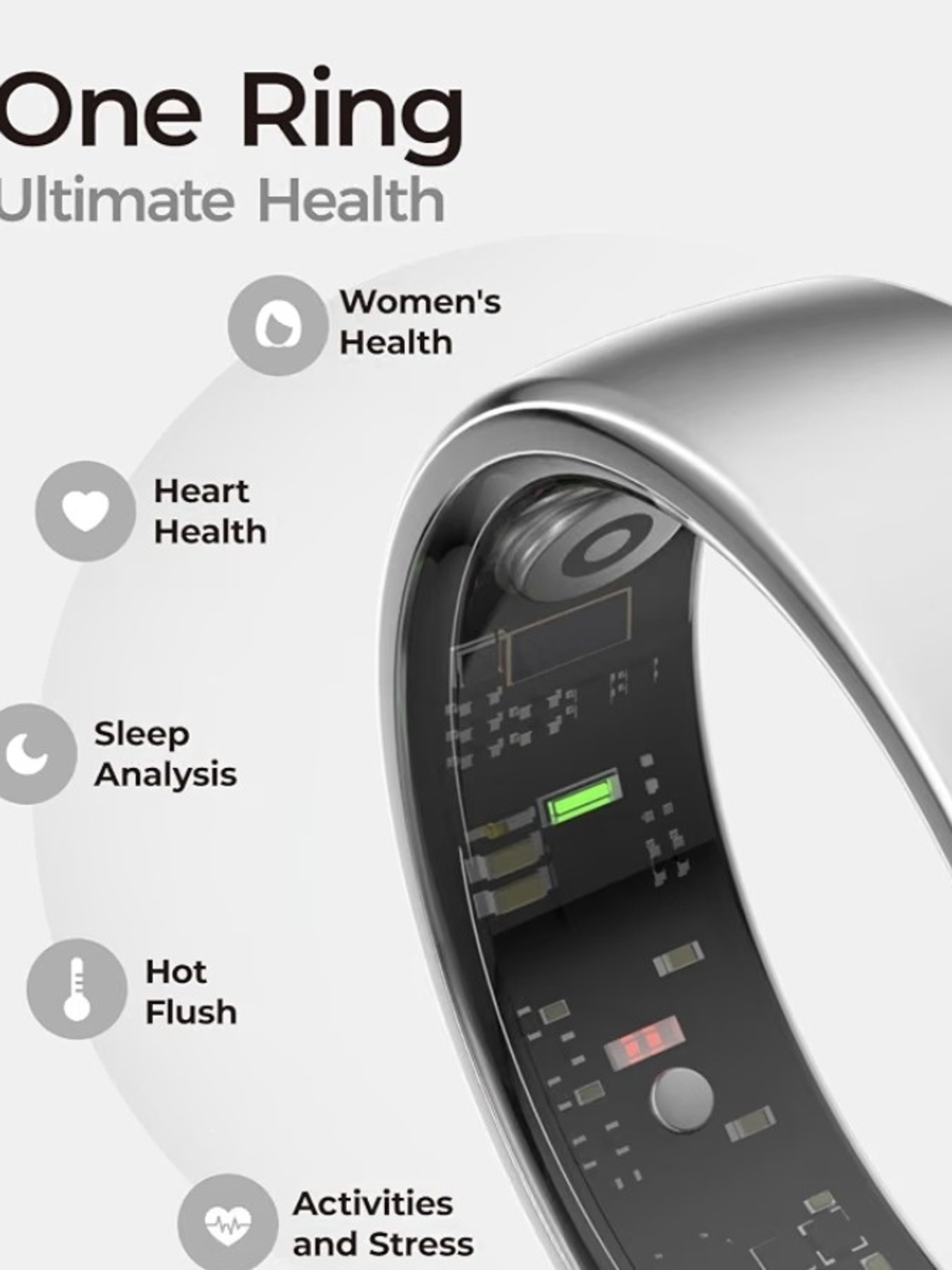 Femometer Ring Air Smart Health Fitness Tracker Silver Size 8 NWT